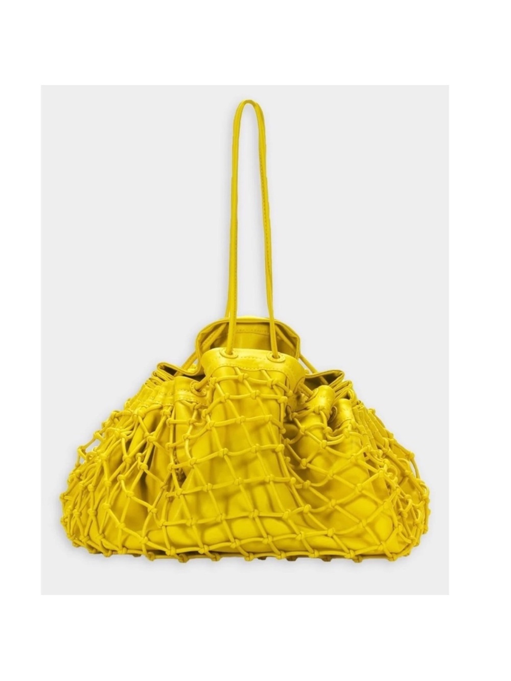Simon Miller $495 NWT Large Scrunch Net Drawstring Bucket Market Bag Citron